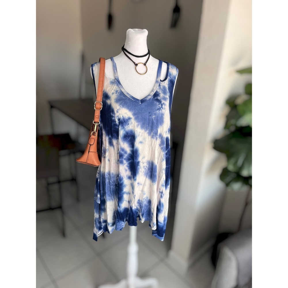 Signature Studio Plus Size 2X Tie Dye Tank Top